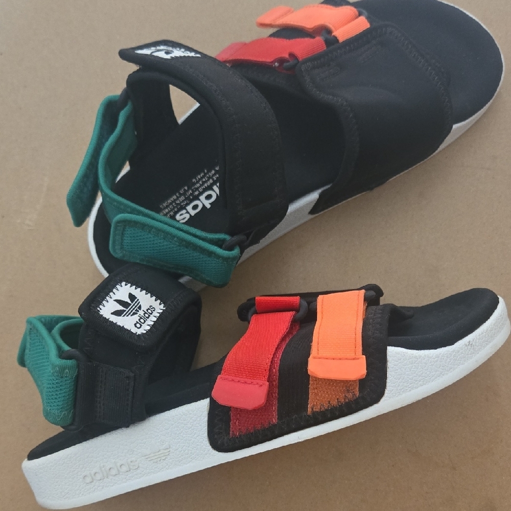 Adidas Kids/Womens Black and Multicolor Sandals